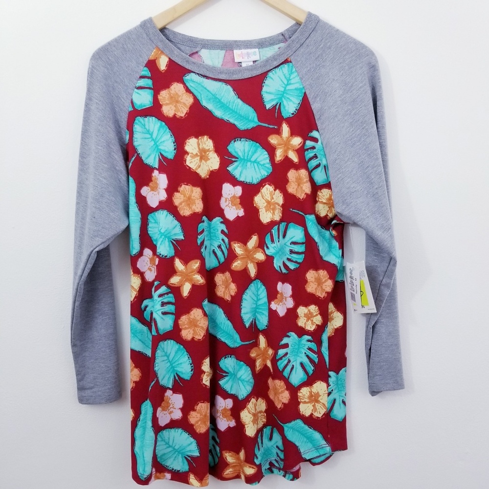 LuLaRoe Randy Tee Baseball Sleeve Top Size M